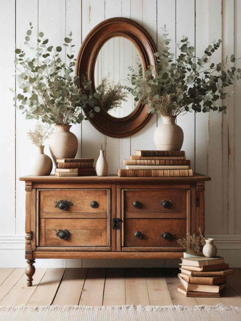 antique chest with fall decor