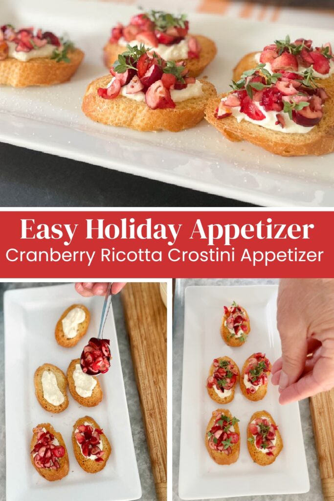 cranberry ricotta crostini platted