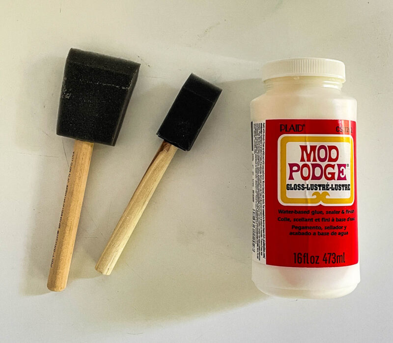 Mod Podge jar and sponge brushes