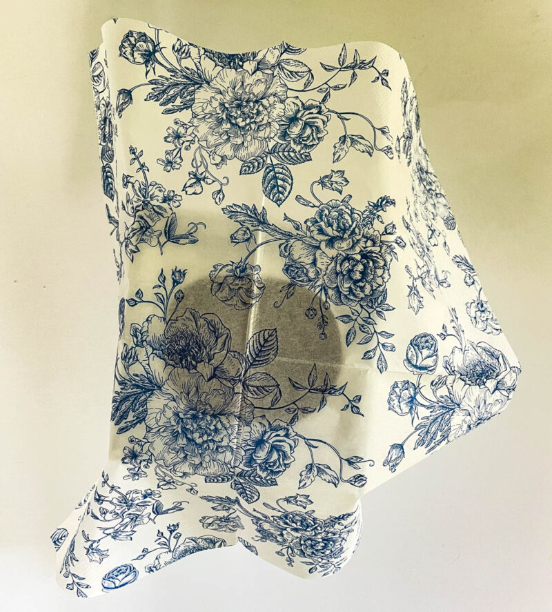 decoupage paper on top of tissue box