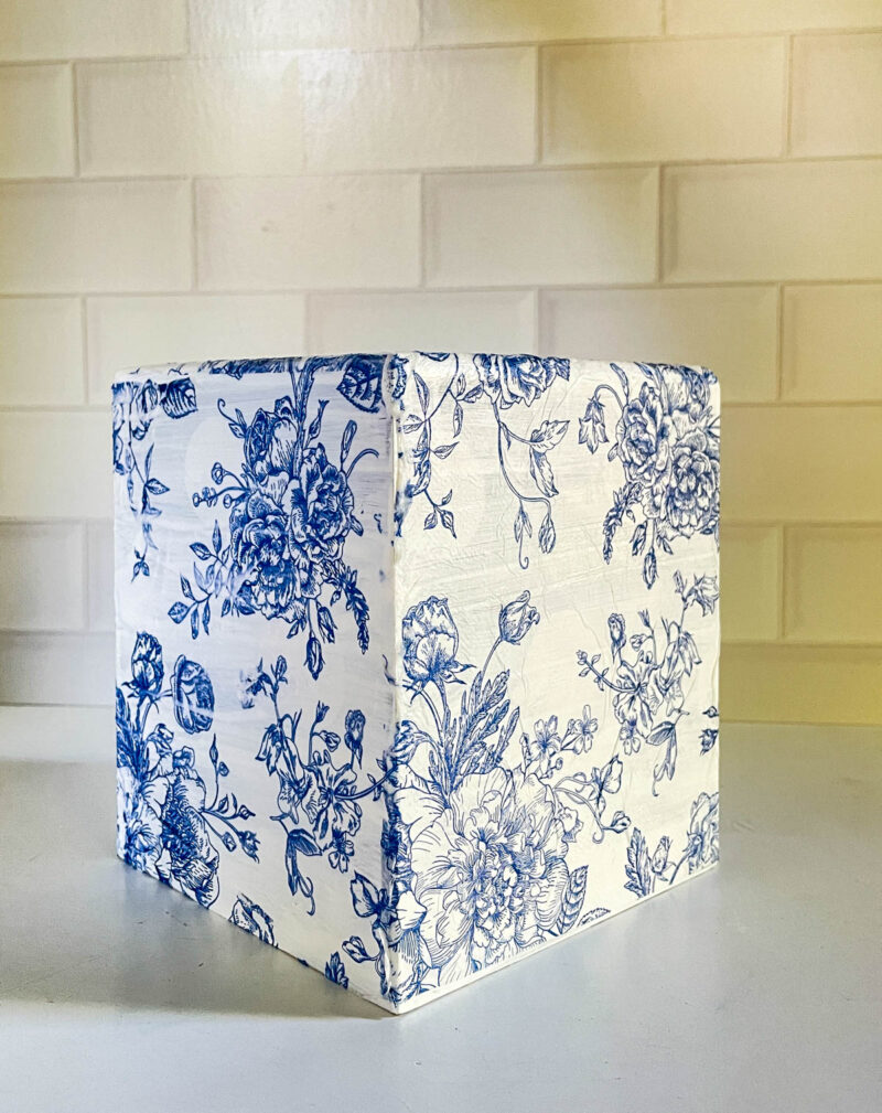 finished decoupage tissue box