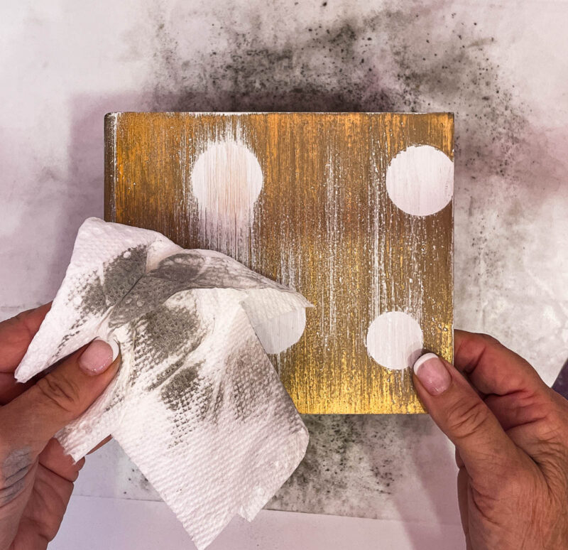 paper towel with paint dust