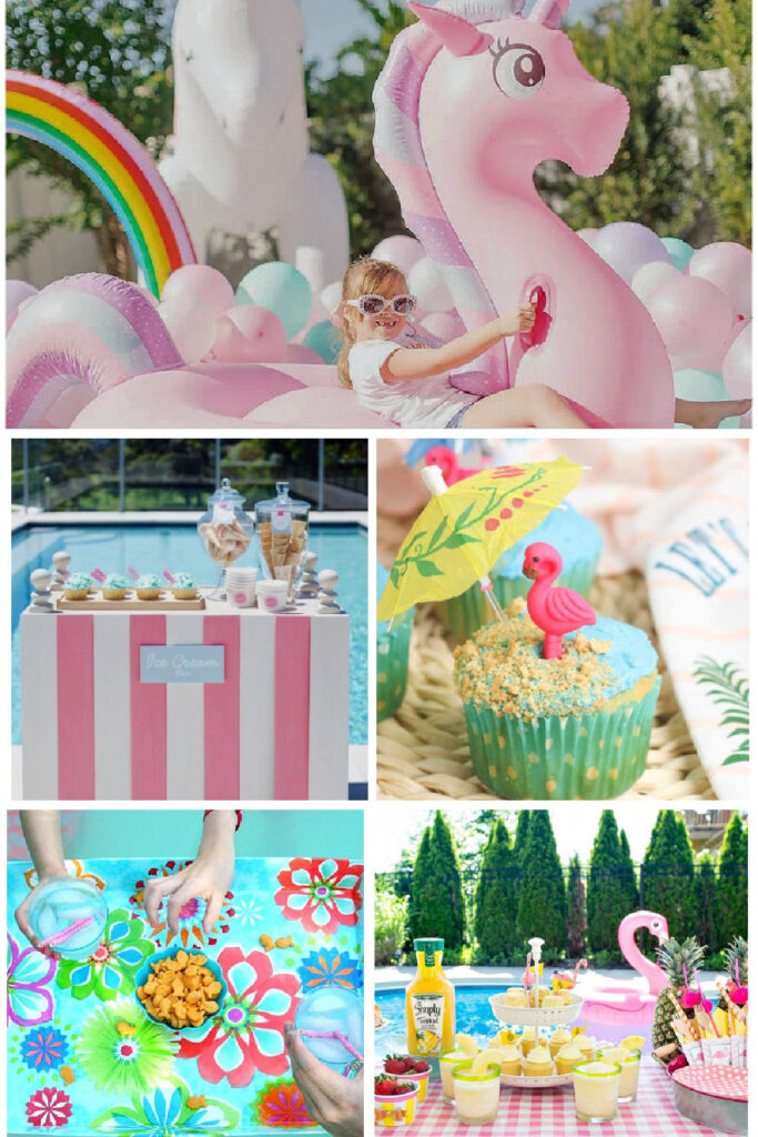 collage of end of summer pool parties