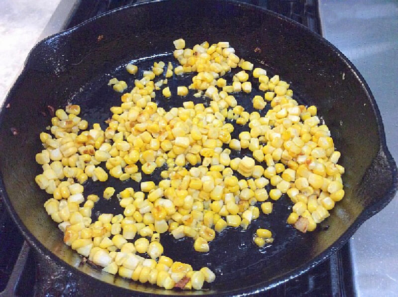 sauteing corn in cast iron skillet