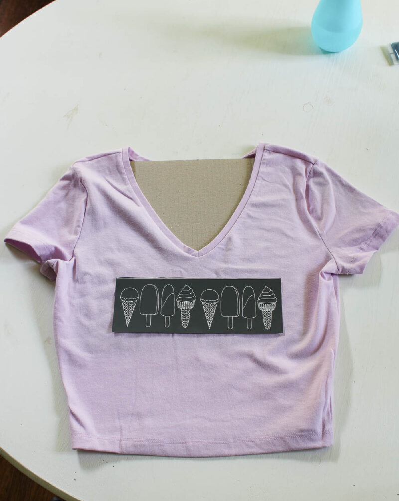 ice cream cone stencil on t-shirt