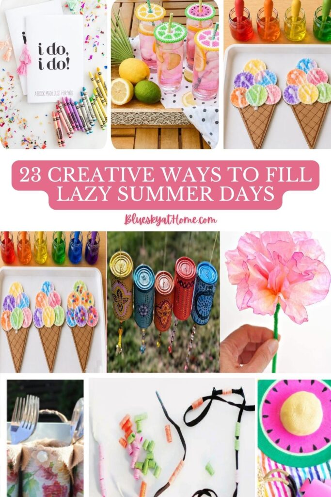 collage of summer diy crafts