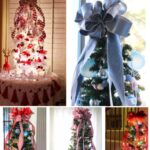 collage of tabletop Christmas trees