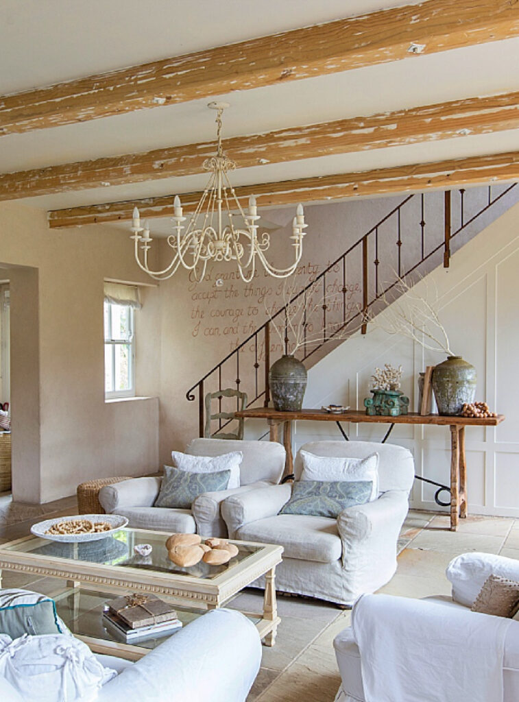 French cottage white living room
