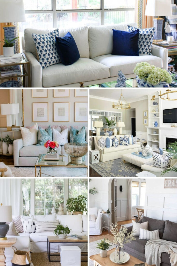 white living room collage