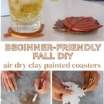 stack of air dry clay painted coasters