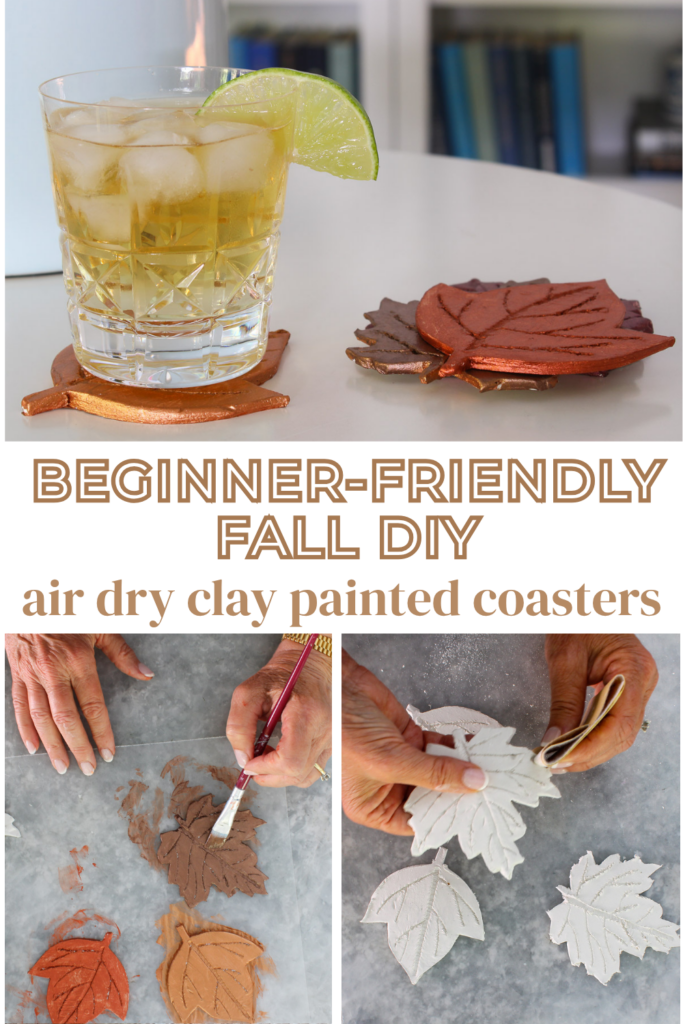 stack of air dry clay painted coasters