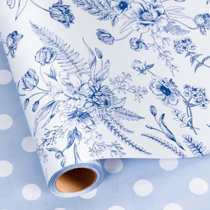 floral blue wrapping paper
