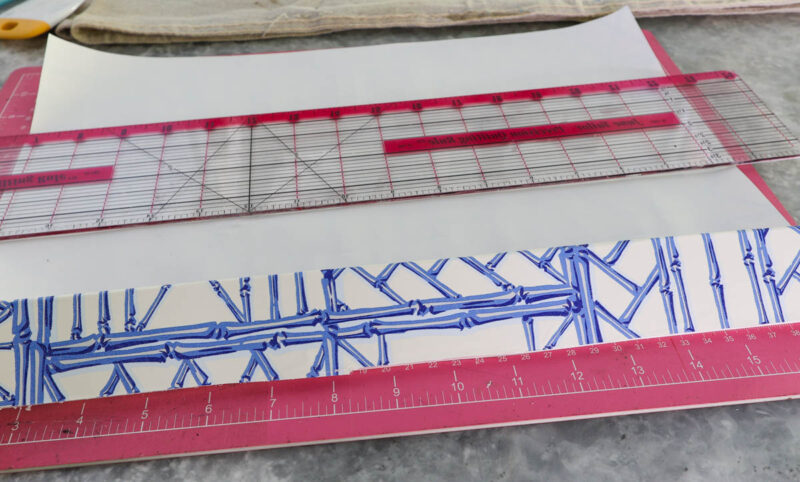 side insert covered with blue and white wrapping paper