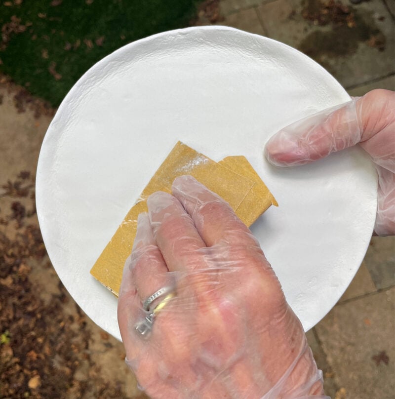 sanding air-dry clay tray
