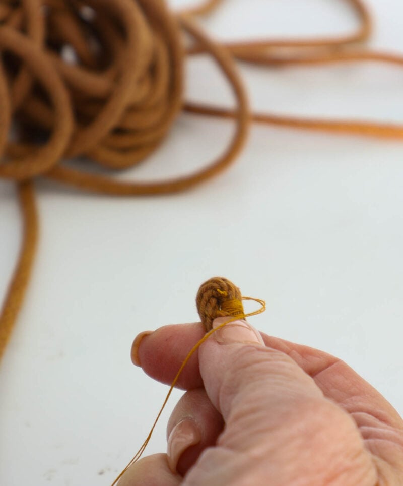 sewing braided rope for coaster