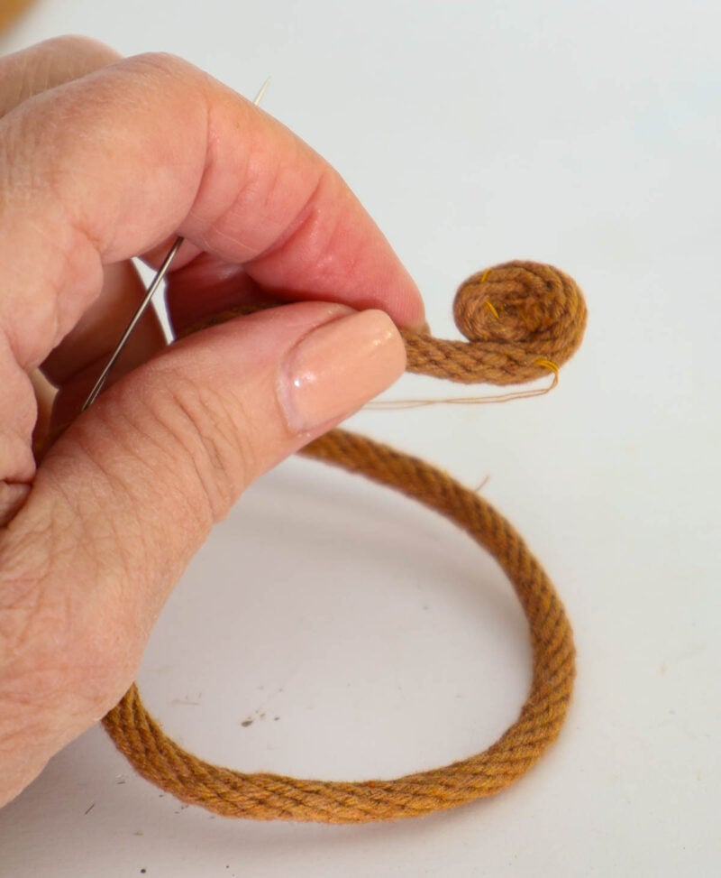 sewing braided rope for coaster