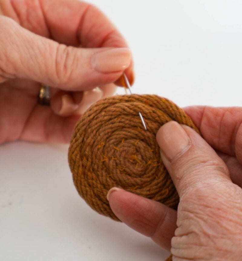 sewing braided rope for coaster