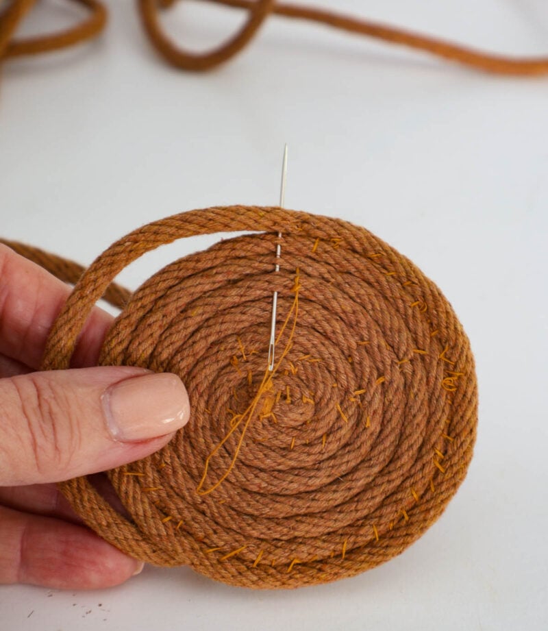sewing braided rope for coaster