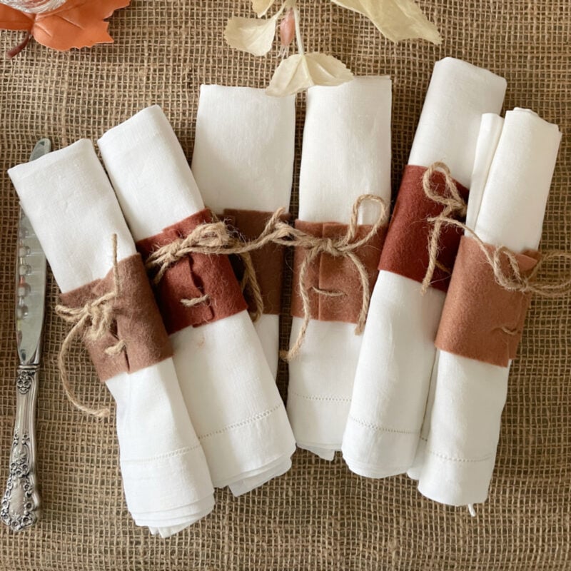six DIY fall felt and twine napkin rings