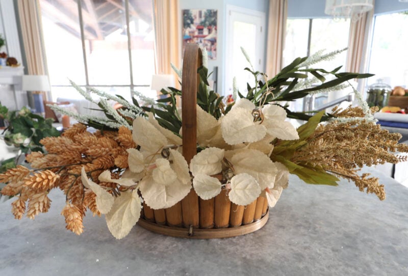 fall faux flowers in baskets