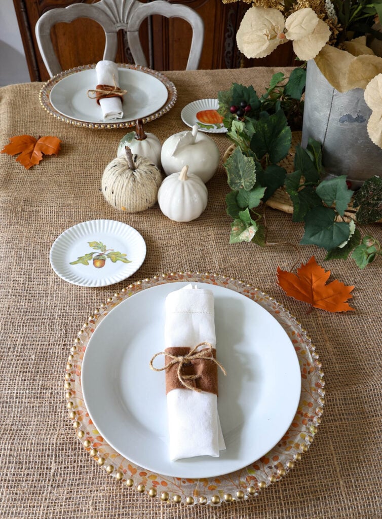 fall place settings with DIY napkin ring