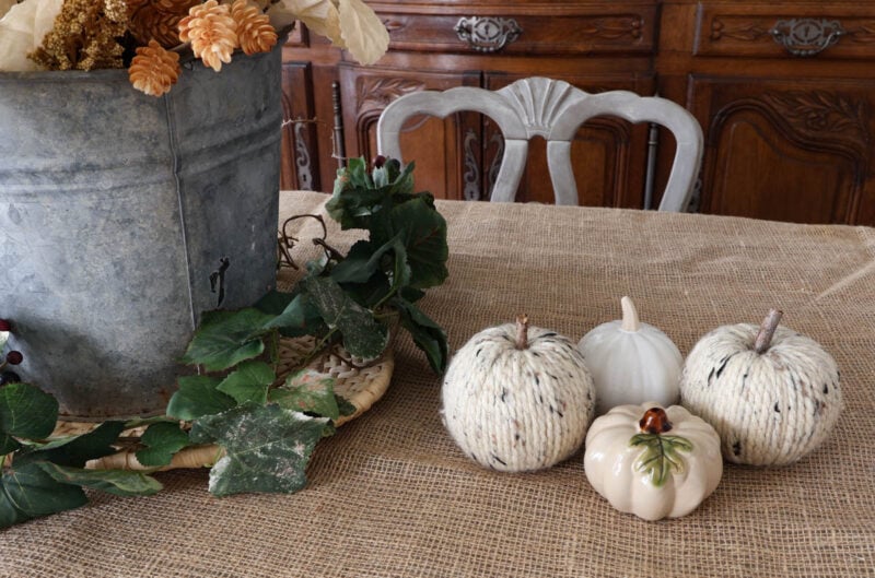 group of decorative pumpkins in natural colors