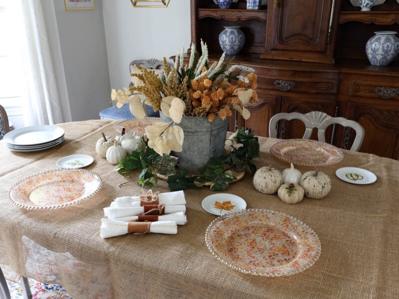 collection of tableware for a fall table