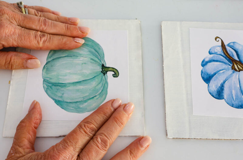 blue watercolor pumpkin drawing