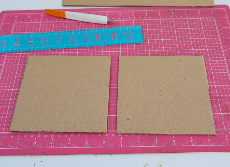 2 pieces of square cardboard