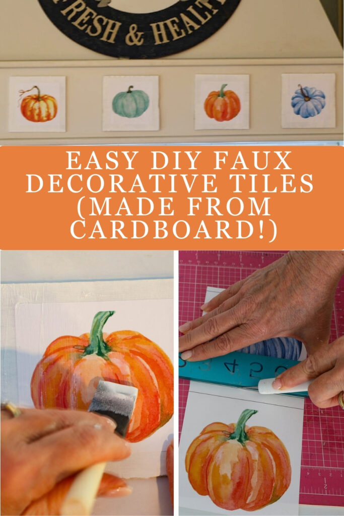 making faux fall pumpkin tiles for stovetop hood