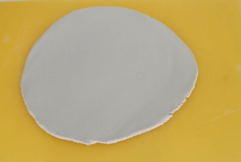 rolled out circle of clay