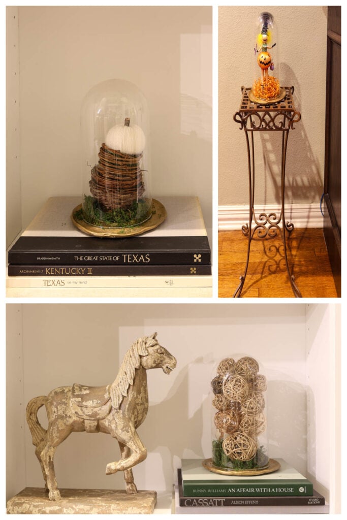 3 metallic clay tray and cloche displays