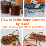 photos of handmade rope coasters on table